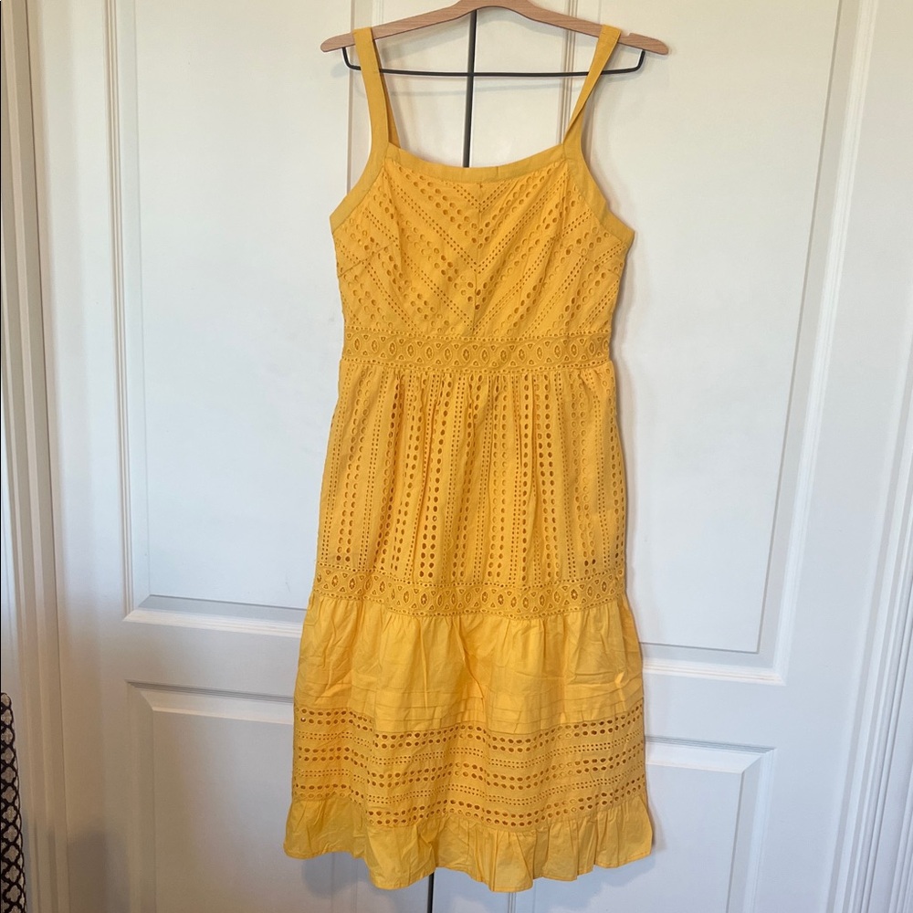 Sunny Yellow Eyelet Midi Dress